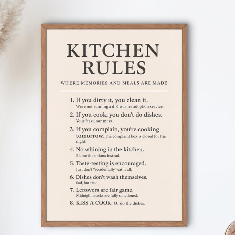 Kitchen Rules Poster - Etsy