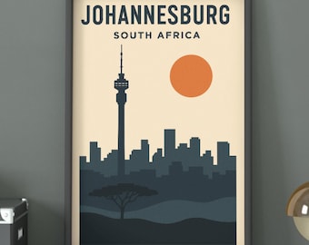 Johannesburg South Africa Travel Poster: Vintage Destination Art Print