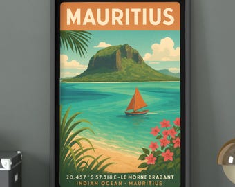 Mauritius Travel Poster: Vintage Destination Art Print