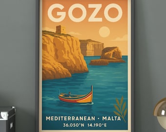 Gozo Malta Travel Poster: Vintage Destination Art Print