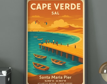 Reisposter Kaapverdië: kunstafdruk vintage bestemming