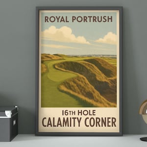 Royal Portrush 16th Hole Golf Course Poster: Vintage Irish Wall Art