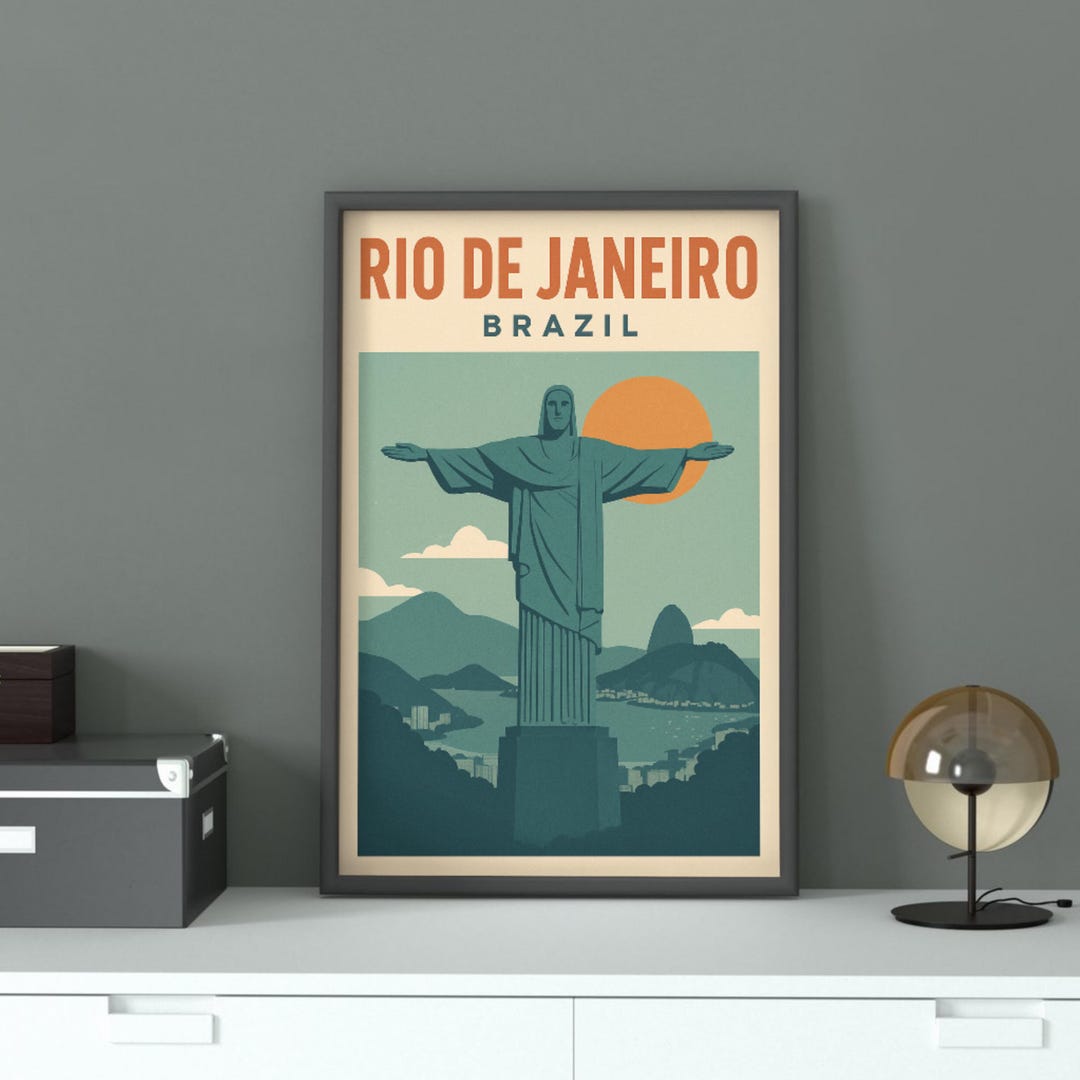 Visit Rio Poster Rio De Janeiro Travel Poster: Vintage Destination Art Print - Etsy