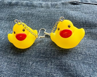 Rubber Duck Earrings That Squeak