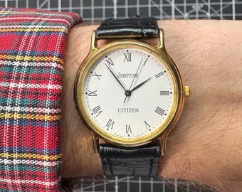 90's Vintage Golden Watch Citizen Junction - Etsy