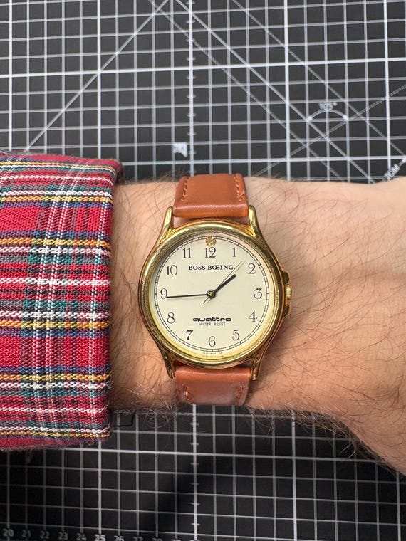 90's Vintage Golden Watch Boss Boeing - Etsy