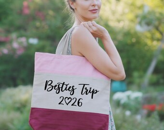 Custom Besties Trip Tote Bag, Personalized Vacation Bag