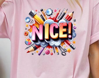 Nice Graphic T-Shirt – Color Pop Artist Tools Design – Bella Canvas 3001 Unisex Tee Gift for Friends