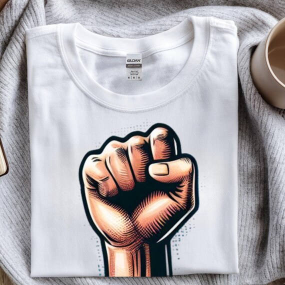 Fist Graphic T-Shirt – Empowerment Minimal Streetwear – Bella Canvas 3001 Gift for Valentines & New Year