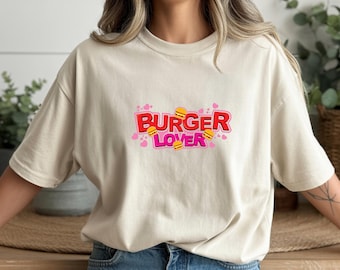 Burger Lover T-Shirt – Cute Graphic Foodie Tee Gift – Bella+Canvas 3001 Unisex, Valentine’s Day & Christmas