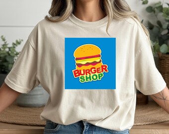 Burger Graphic T-Shirt – Funny Burger Shop Tee for Foodies – Bella Canvas 3001 Gift for Best Friends & Holidays