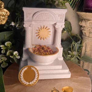 Mini altar solar de 5 pulgadas, santuario de dioses con luz solar, decoración de altar de brujería, regalo pagano, cuenco de ofrendas de Apolo y Helios