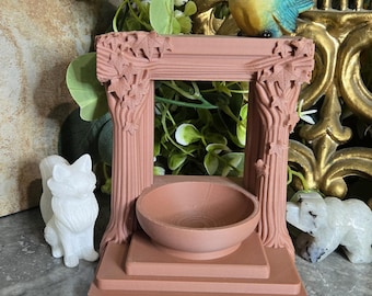 Nature Altar Arch — Vine Carved Wood Offering Bowl Shrine, Earth Magic Decor, Pagan Witchcraft Altar Piece, Forest Witch Decor