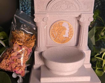 Mini Athena und Minerva Altar | 5-Zoll-Göttin Schrein | Eule der Weisheit, griechisch und römische Strategie, Intellekt Altar Dekor