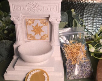 Mini altar de Helios de 5 pulgadas, santuario de dioses, carro solar, decoración de altar de brujería, regalo pagano