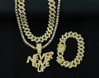 Hip Hop Cuban Link Chain & Watch Set: Zinc Alloy Men's Jewelry