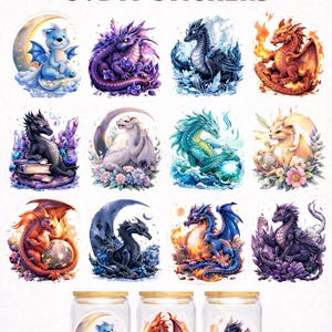 Fantasy Dragon UV DTF Sticker Decal, Waterproof Rub on Transfer for Cups and Glass