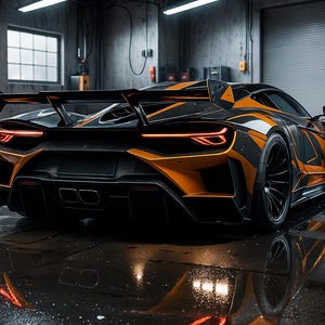 Dark Futuristic Supercar Digital Poster – Concept Sports Car Wall Art Print – Modern Automotive Garage Decor Download