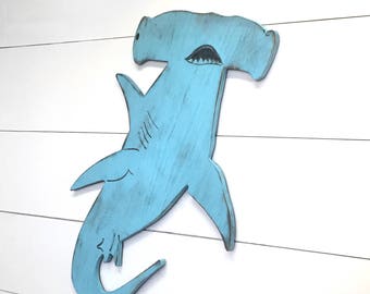 Hammerhead Shark Decor, Fish Art, Boys Room Decor, Wooden Coastal Wall Decor, Shark Wall Art, Shark Sign, Beach House Decor