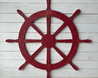 Large Ships Wheel Wooden Nautical Decor Helm Coastal Beach Decor CLOSE OUT