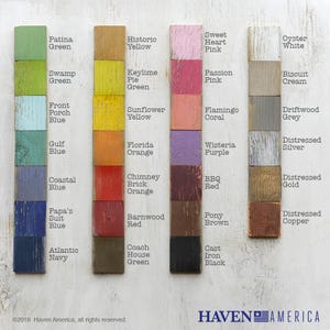 Our 27 Custom Color palette, for Haven America wooden products.