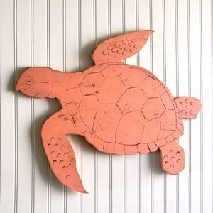 Arte de pared de tortuga marina de madera rústica para casa de playa costera - Opciones de decoración al aire libre Letrero de casa oceánica Personalice con cualquiera de nuestros 27 colores