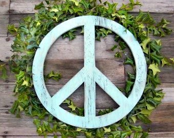 Big Peace Sign  24"-40" Peace Symbol Peace Sign Wall Art Extra Large Peace Sign Rustic Peace Sign Wooden Boho Decor Holiday Decor