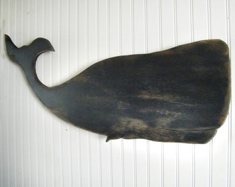 Whale Decor Black Whale Sign Moby Dick Supersized Whale Sign Whale Wood Art Sign Nautical Decor