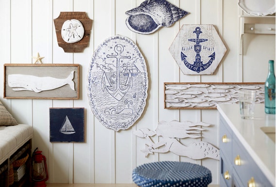 Wooden Hanging Fish Coastal Village Handicrafts Nautical Home Wall Decor LP 