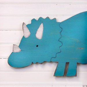 Dinosaur Nursery Art, Baby Dino Wall Art, Wooden, Triceratops Wall Decor, Boys Room, Bathroom Wall Art for Girls