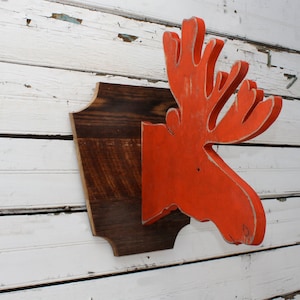 Moose Decor Wooden Rustic Cabin Moose Lodge Decor Moose Art Lake House Wall Decor Faux Moose Head Trophy Head Decor