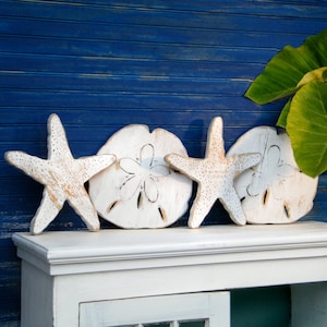 Sand Dollar and Starfish  Wall Decor Salty Hugs and Kisses 4 pc Set Wooden XOXO Sand Dollar Starfish Beach House Decor Lake House Decor