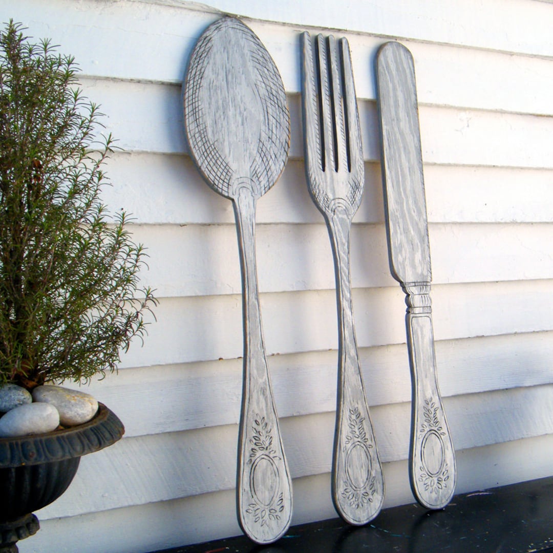 Kitchen Utensils Wall Decor with Metal Outlines - Bed Bath