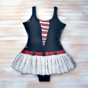 Sailor SwimSuit Retro Style Vintage Beach Wall Art Nautical Retro Bathing Suit Wall Decor