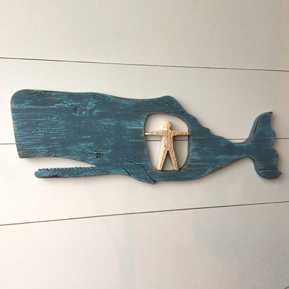 Jonah and the Whale Coastal Decor Jonah Whale Decor Whale Art Giant Fish Folk Art Whale Beach House Decor Bible Story Whale Nursery Decor