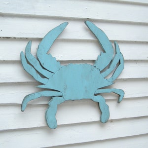 Blue Crab Decor Coastal Wall Decor Supersized Blue Crab Wall Art Wooden Crab Customize with Lettering Nautical Decor Crab Art