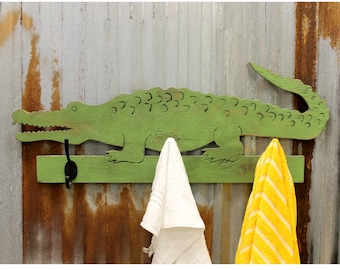 Alligator Towel Hook Alligator Bathroom Hooks Towel Hooks Wooden Alligator Hook Kids Bathroom Hooks Beach House Hooks Gator Hook