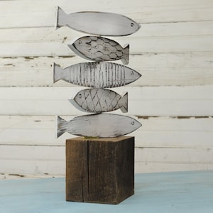 Fish Sculpture Lake Decor Wooden Fish Art Lake Home Decor Fresh Water Fish Beach House Decor Lake House Decor Rustic Reclaimed Wood