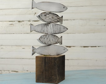 Fish Sculpture Lake Decor Wooden Fish Art Lake Home Decor Fresh Water Fish Beach House Decor Lake House Decor Rustic Reclaimed Wood