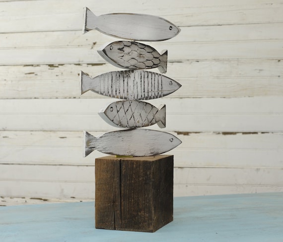 Buy Fish Sculpture Lake Decor Wooden Fish Art Lake Home Decor