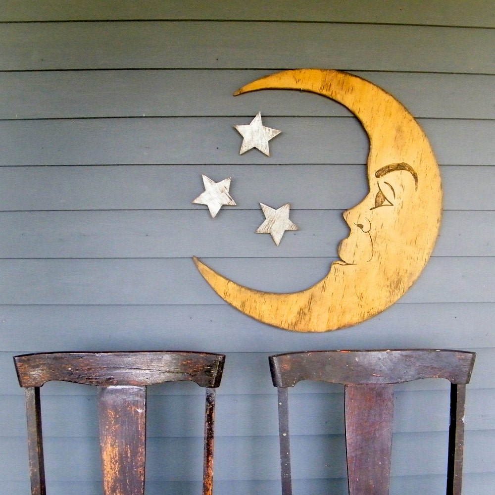 Man in the Moon Wall Hanging Cast Iron Half Moon Wall Plaque 