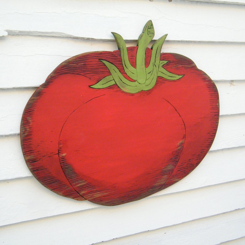 Tomato Sign Wood Vintage Style Kitchen Sign Farmers Market Sign Farm Stand Sign Harvest Vegetable Sign Vegetable Garden Sign image 1