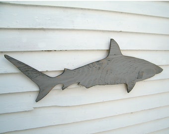 Wood Shark Sign Medium Wall Art Mako Shark Sign Beach House Decor Nautical Wooden Fish Decor Sign Indoor Outdoor Sign