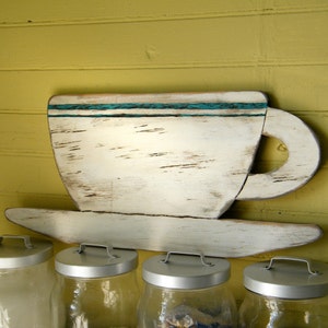 Coffee Bar Sign, Diner Cup Style, Wood Kitchen Wall Art, Coffee Lover, Retro Decor Large Coffee Cup