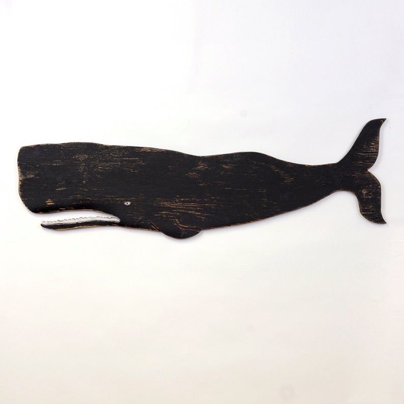 Black Folk Whale Art Nautical Decor Whale Folk Art Coastal Etsy