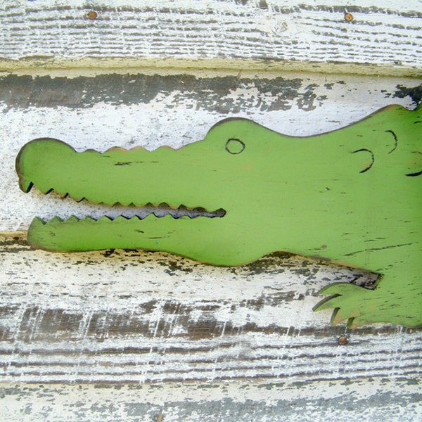 Alligator Art Alligator Wall Decor Large Scale Wooden Alligator Nursery Zoo Jungle Wall Art Florida Gator Preppy Wall Decor