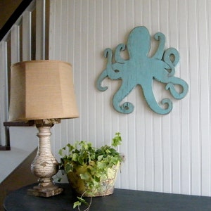 Octopus Wall Art Octopus Decor Outdoor Sign Wall Decor Beach Wall Art Wooden Beach Decor