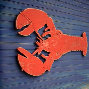 Big Lobster Sign Coastal Wall Decor Wooden Lobster Wall Art 34&quot;, 45&quot; and 50&quot; Nautical Decor Lobster Decor Beach House Decor Restaurant Decor