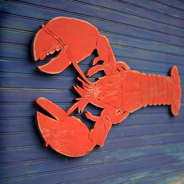 Big Lobster Sign Coastal Wall Decor Wooden Lobster Wall Art 34", 45" and 50" Nautical Decor Lobster Decor Beach House Decor Restaurant Decor