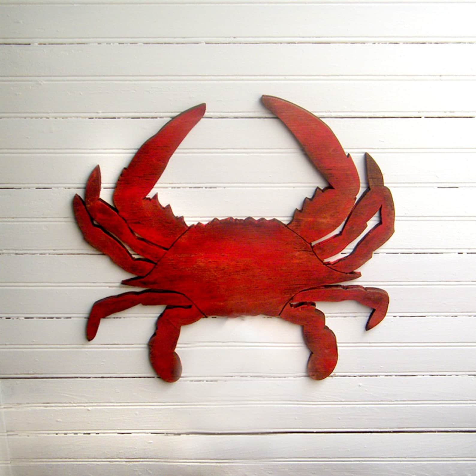 Crab Wall Decor Wooden Crab Decor Coastal Decor Wood Crab Wall Etsy